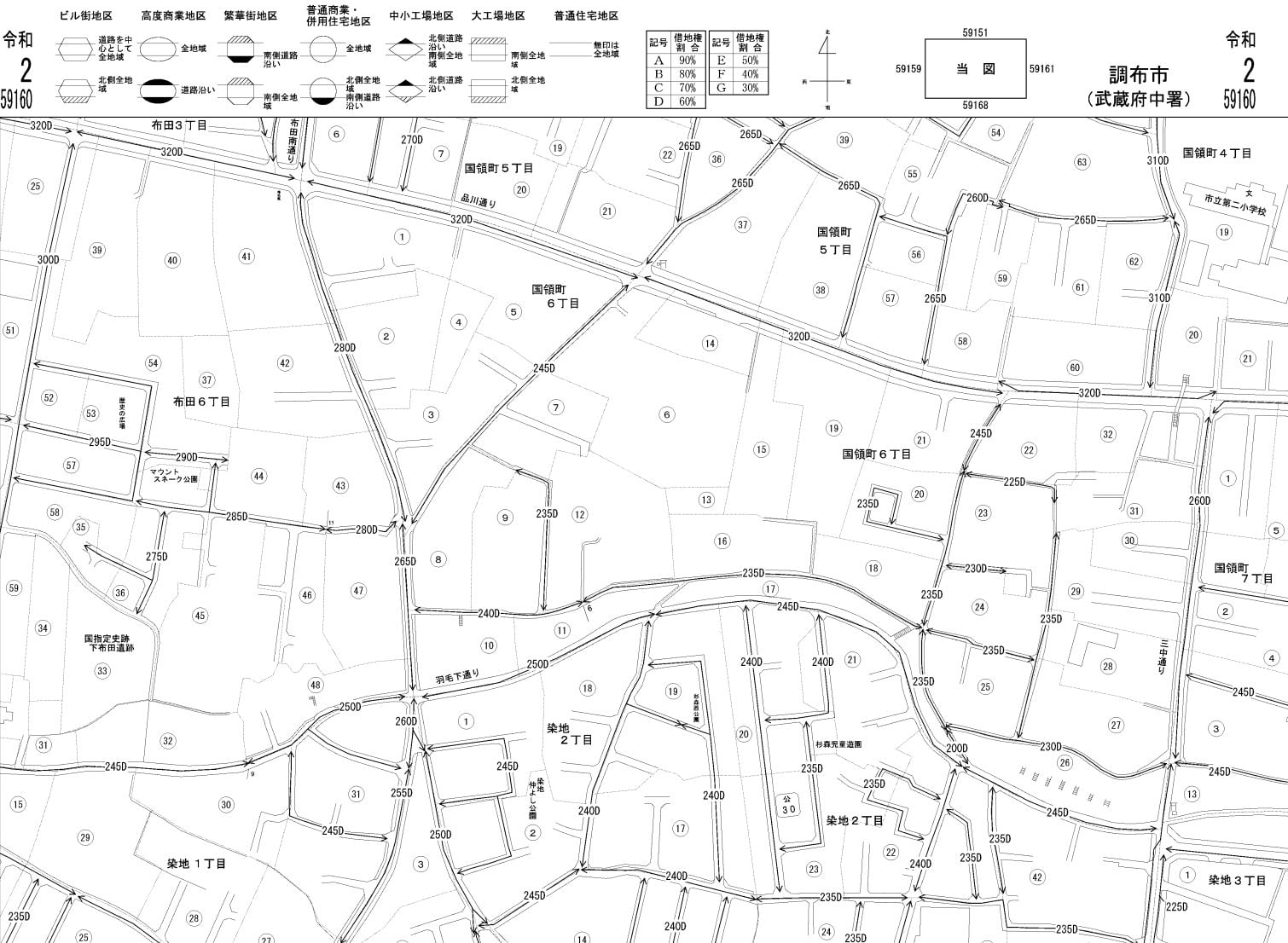 調布市の路線価図