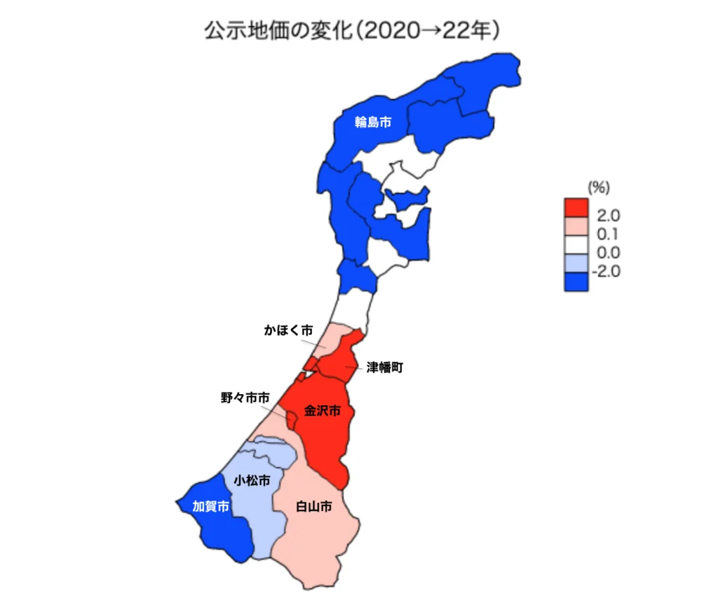 石川県の公示地価　2020-22