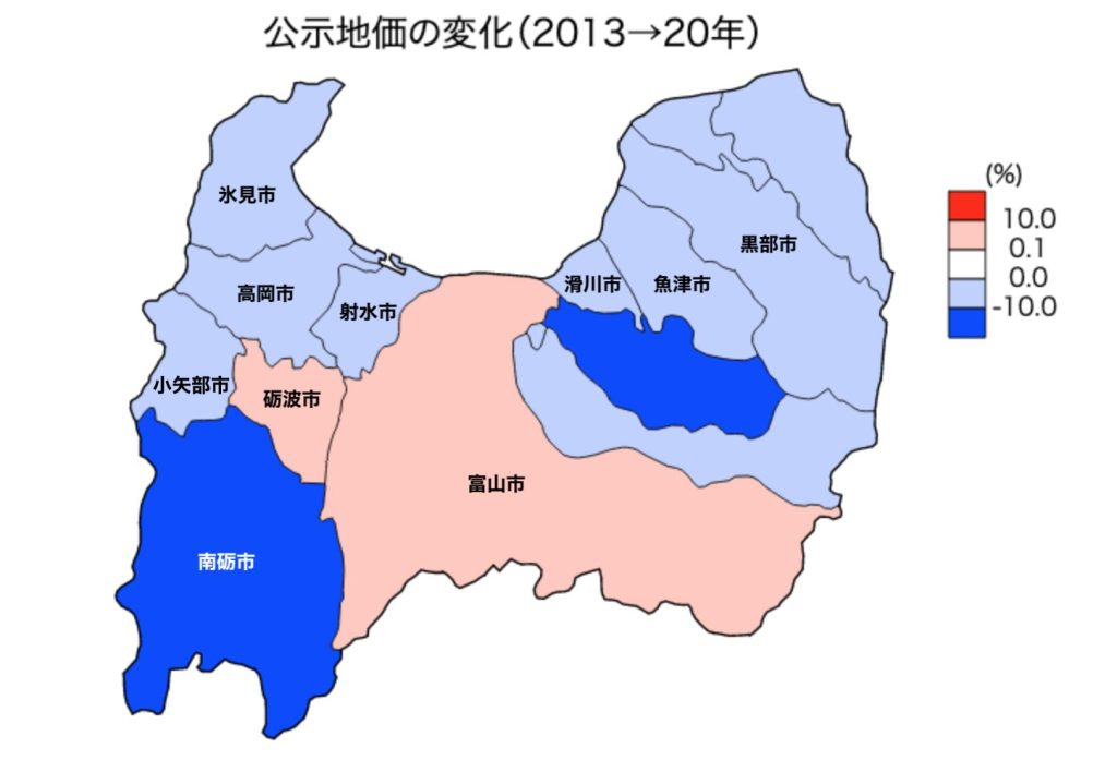 富山県の公示地価 2013-20