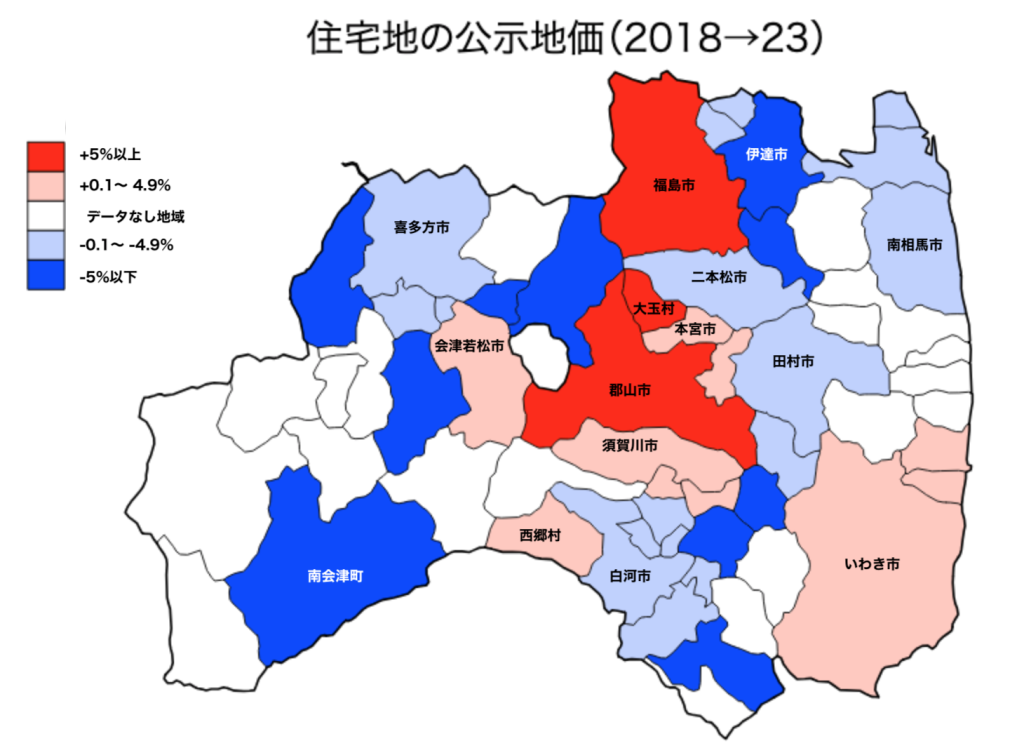 福島県の住宅地の変化図